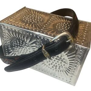 Bill Adler Genuine Leather Belt Woven Italian Calf Skin Brown Black Aztec 36 in